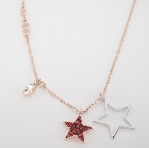 Swarovski 5483031 Duo Star Pendant Necklace Red Silver Rose Gold Plated